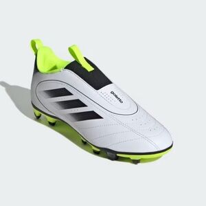 New Adidas Kids Goletto White and Bright Green Soccer Cleats Size 3